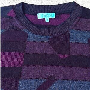 Allora Mens Italian Vintage Sweater Geometric Pattern Maroon,gray,black Size M